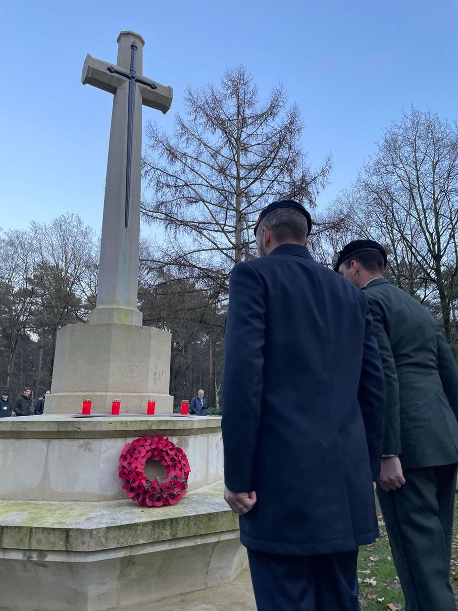 Christmas Overloon War Cemetery 2022 Veterans with poppy wreath at monument