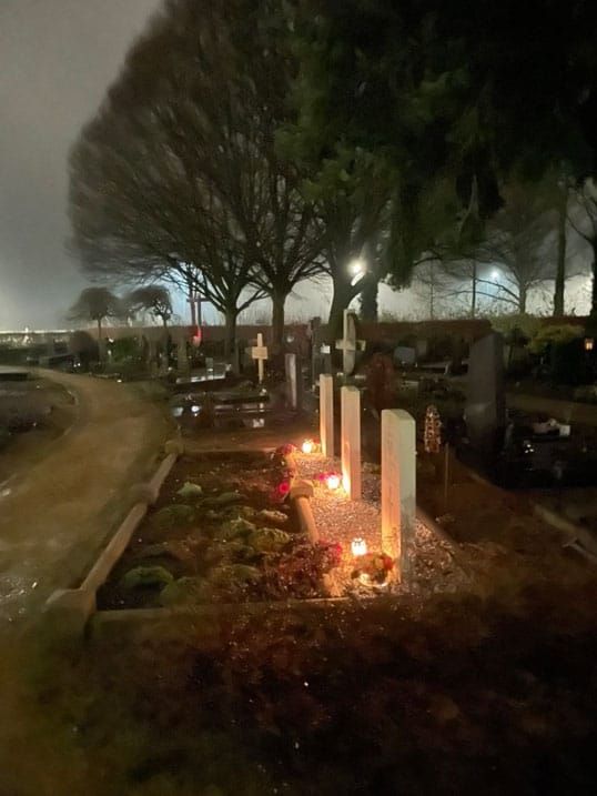 War graves at cemetery in Grave Christmas Eve 2024