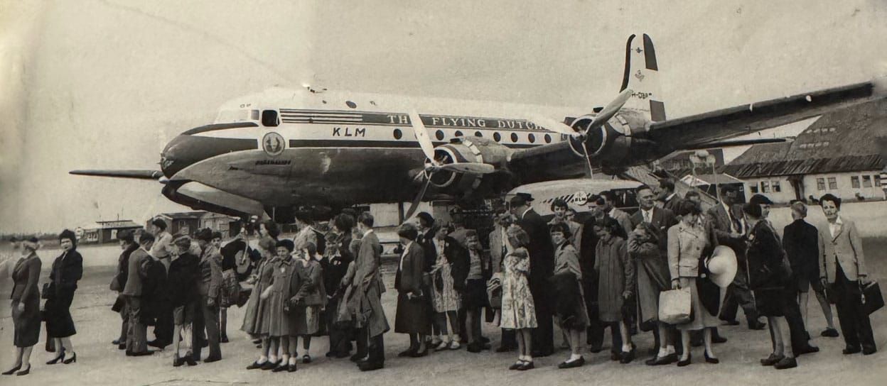 Familieleden op bezoek in Nederland in 1955