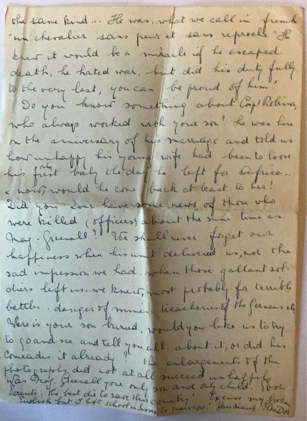 Brief Elsie Dor aan de moeder van Terence 1945