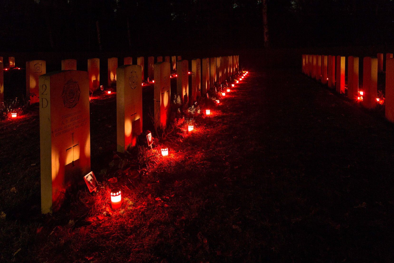 Christmas Overloon War Cemetery 2022 lights at the graves