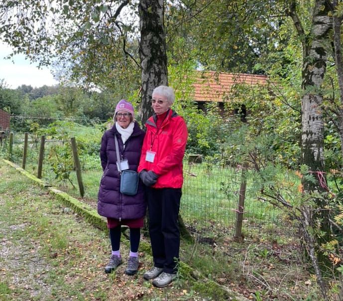 Ann Malin and Carol Beeton at the Janssen family temporary cemetery