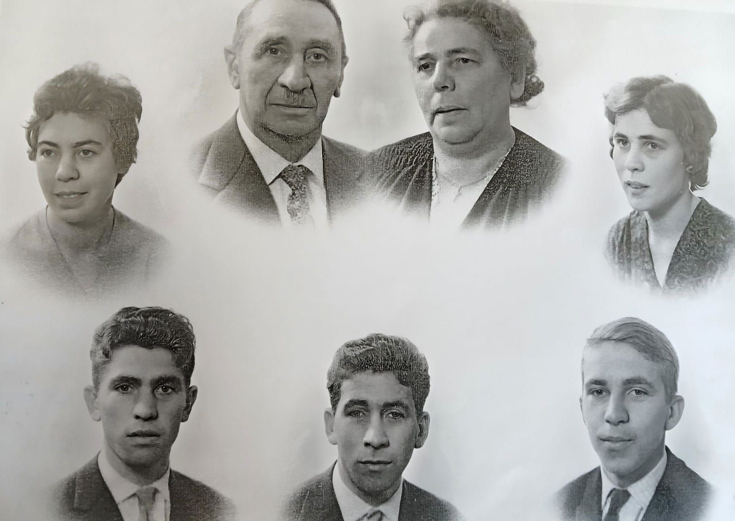 Akkermans family from left to right: Nellie, father Willem, mother Marie Kersten, An, Jan, Bert and Will