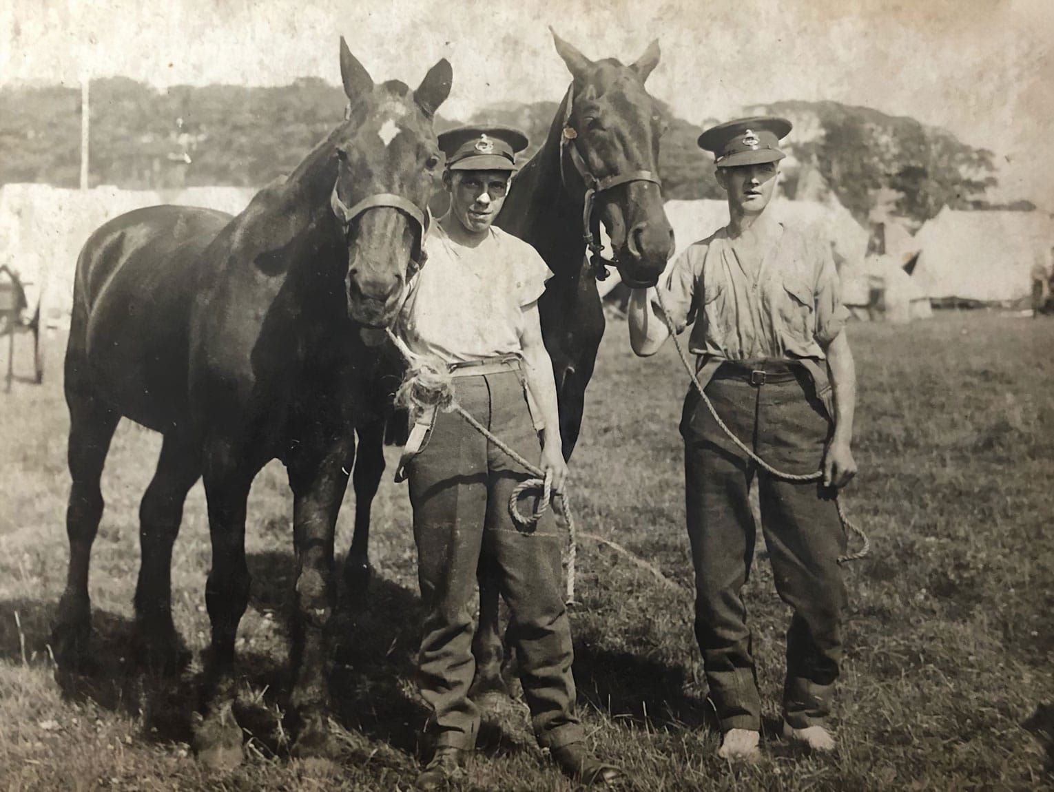 George Moore (right) and comrade with regimental horses