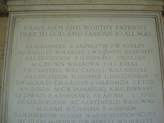 war memorial stone Worcester College