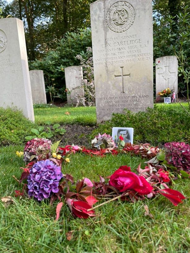 Flowers at the grave of Christopher Cartlidge