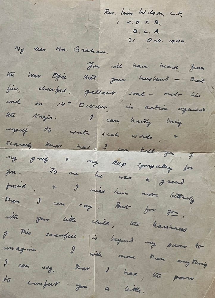 Letter from Rev. Iain Wilson