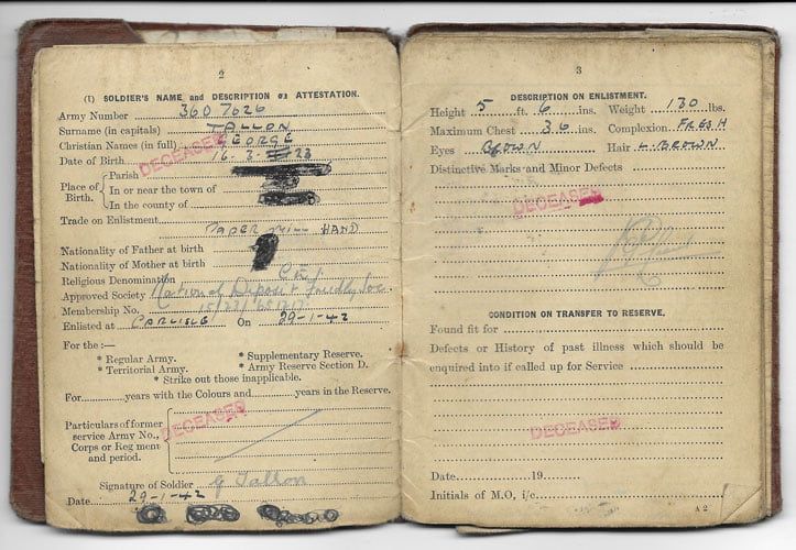 Page from his service book