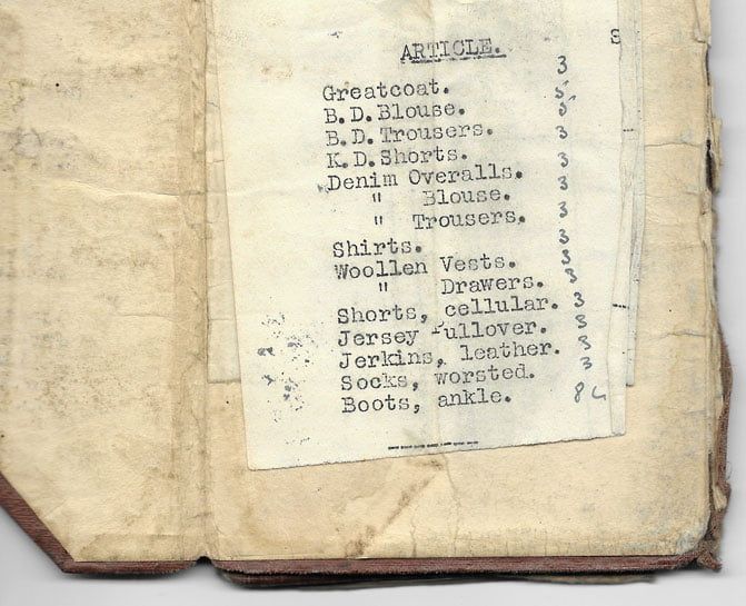 Page from his service book