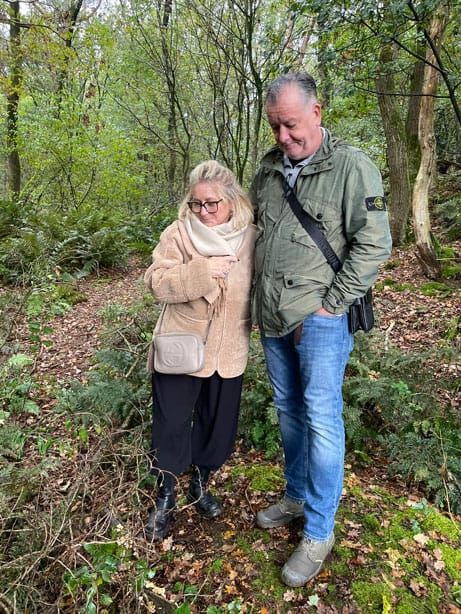Donna and Thomas Dale at temporary burial place October 2024
