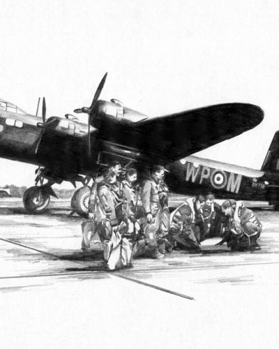 Short Stirling BK718 Drawing (Ground) copyright Ivan Berryman