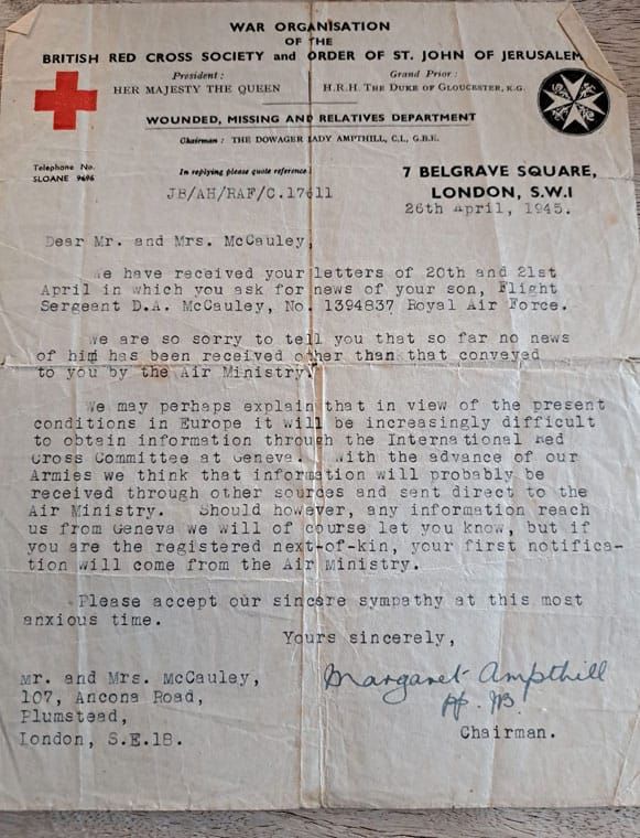 Brief van het Rode Kruis