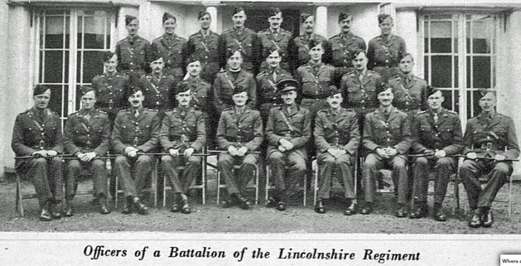 Officers of a battalion of the Lincolnshire Regiment with Dawson