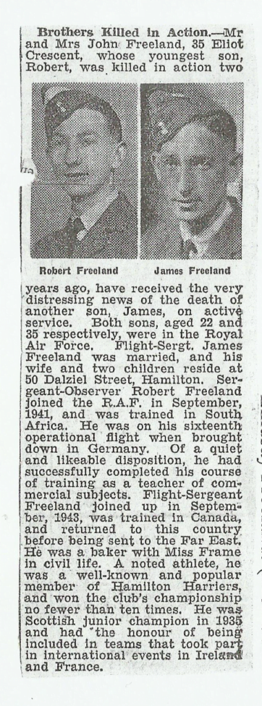 Newspaper article Robert and James Freeland
