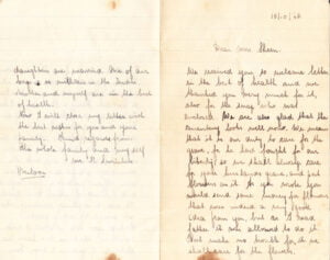 Letter from Overloon resident family Swinkels