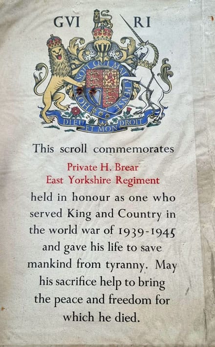 Commemoration Scroll Harvey Brear