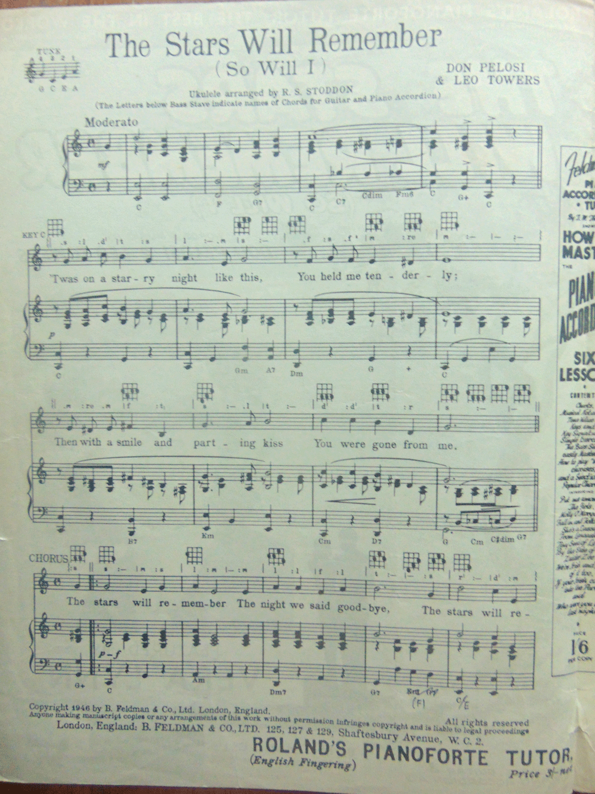 Bladmuziek The Stars will remember and so will I