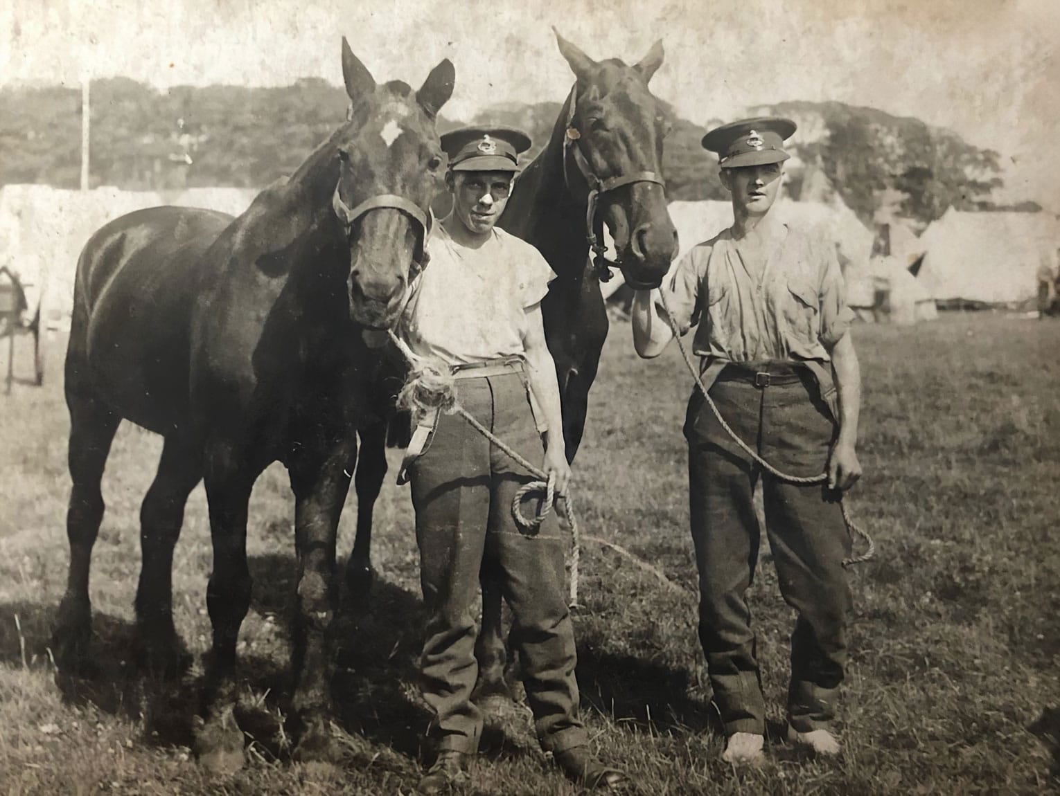 George Moore (right) and comrade with regimental horses
